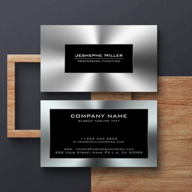 Shiny Silver Tones Stainless Steel Look Business Card (Creator Uploaded)