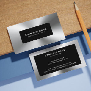 Shiny Silver Tones Stainless Steel Look Business Card