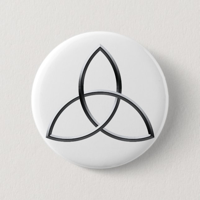 Shiny Silver Triquetra 6 Cm Round Badge (Front)