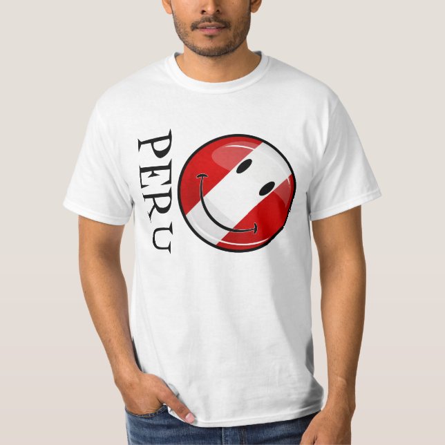 Shiny Smiling Peruvian Flag T-Shirt (Front)