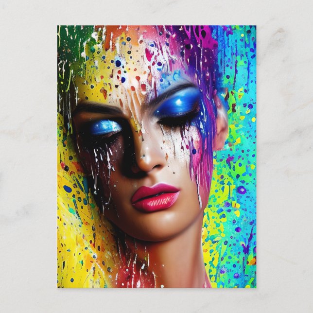 Shiny Smooth Glass Paint Brushes Strokes Dripping  Holiday Postcard (Front)