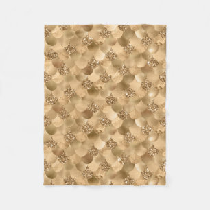 Shiny Sparkle Golden Bronze Fish Scale Mermaid Fleece Blanket