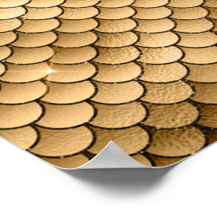 Shiny Sparkle Golden Bronze Fish Scale Mermaid Poster