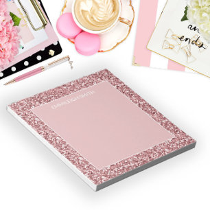 Shiny Sparkle Pink Glitter Name Notepad