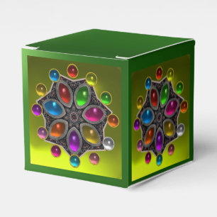SHINY STAR, COLORFUL GEMSTONES Gold Yellow Green Favour Box