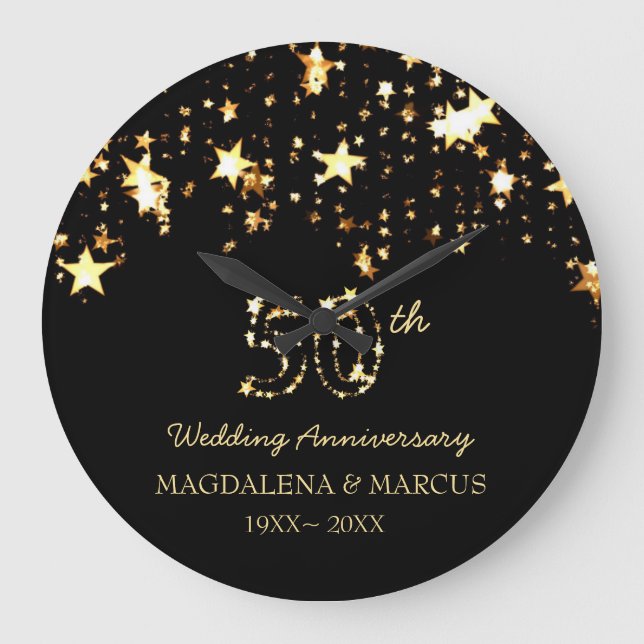 Shiny Stars And Numbers Large Clock (Front)