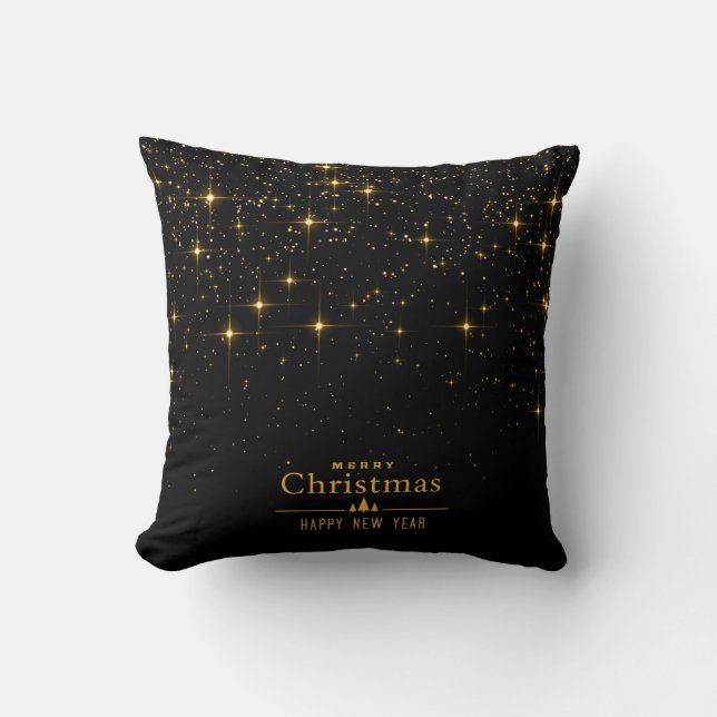 Shiny Stars Happy New Year Merry Christmas Cushion (Front)