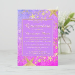 Shiny Stars Quinceanera Invitation
