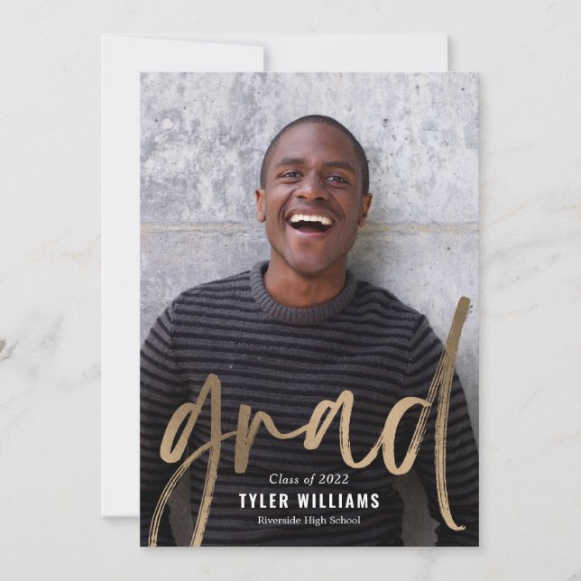 Shiny Strokes Graduation Announcement Invitation (Front)