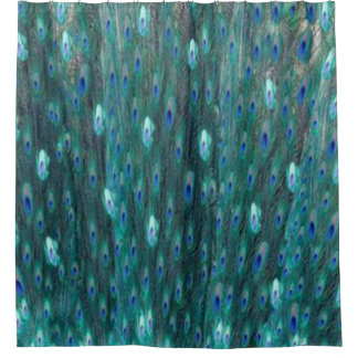Shiny Teal Peacock Eyes Shower Curtain