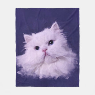Shiny - the white Persian cat Fleece Blanket
