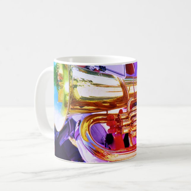 Shiny Tuba Slanted Perspective Brass Band Coffee Mug (Front Left)