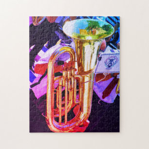Shiny Tuba Slanted Perspective Brass Band Jigsaw Puzzle