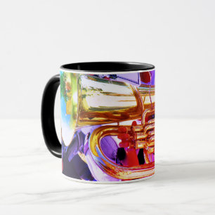 Shiny Tuba Slanted Perspective Brass Band Mug