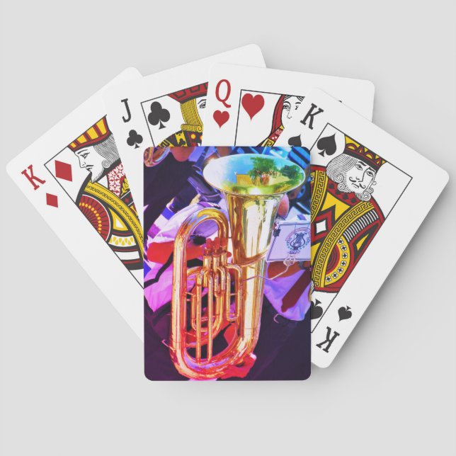 Shiny Tuba Slanted Perspective Brass Band Playing Cards (Back)