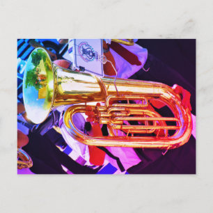 Shiny Tuba Slanted Perspective Brass Band Postcard