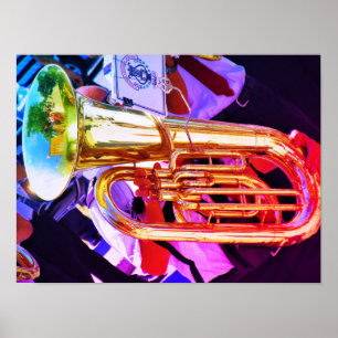 Shiny Tuba Slanted Perspective Brass Band Poster