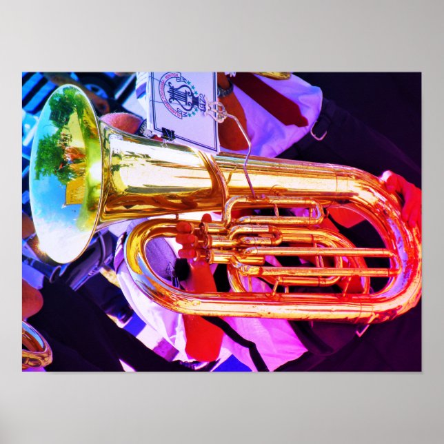 Shiny Tuba Slanted Perspective Brass Band Poster (Front)
