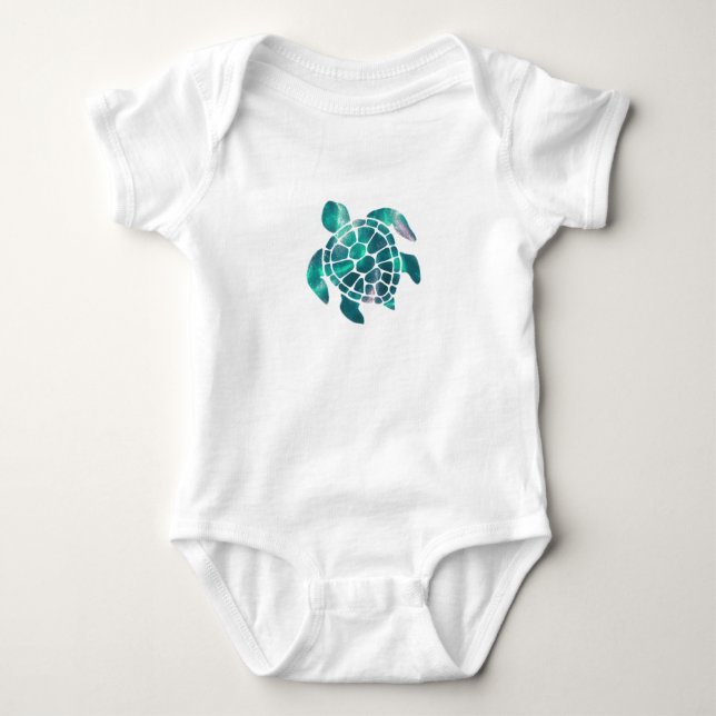 Shiny turtle  baby bodysuit (Front)