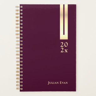 Shiny Vintage Burgundy Wine & Gold Non Dated Planner