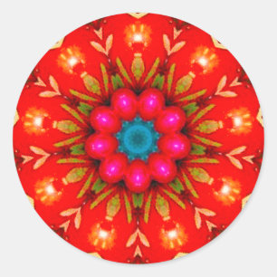 Shiny Vintage Christmas Jelly Fractal Classic Round Sticker