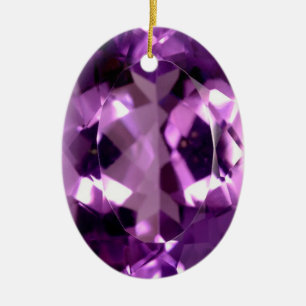 Shiny violet Amethyst gem February birthstone Ceramic Tree Decoration
