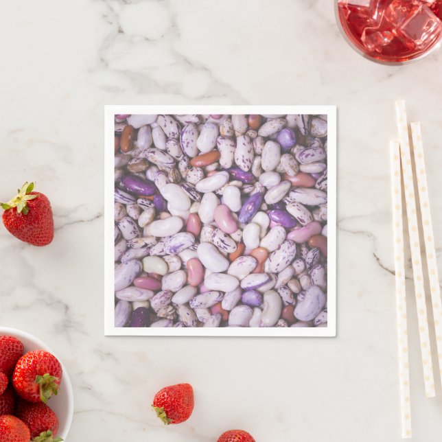 Shiny white and purple cool beans napkin (Insitu)
