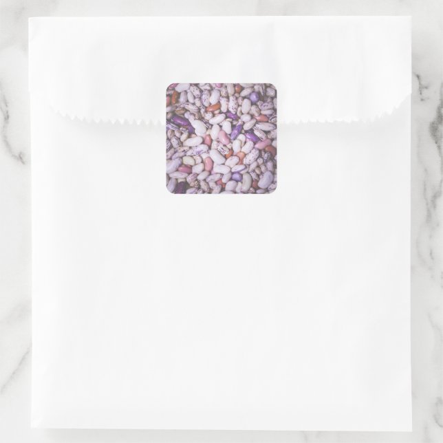 Shiny white and purple cool beans square sticker (Bag)