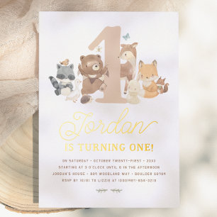 Shiny Woodland Animals First Birthday Party