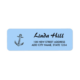 Ship anchor on blue return address label