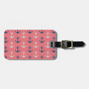 Ship Anchors on Rose Luggage Tag
