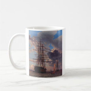 Ship and a Frigate at Anchor Coffee Mug