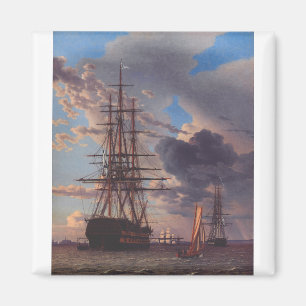 Ship and a Frigate at Anchor Magnet