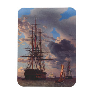 Ship and a Frigate at Anchor Magnet