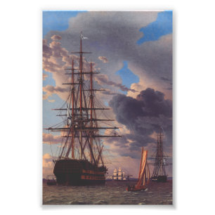 Ship and a Frigate at Anchor  Photo Print