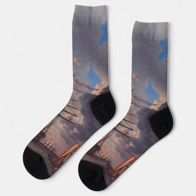 Ship and a Frigate at Anchor  Socks (Left)