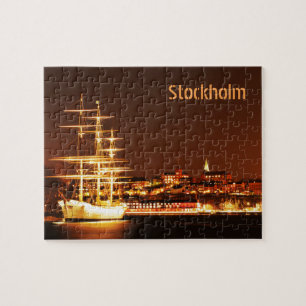 Ship at night in Stockholm, Sweden Jigsaw Puzzle