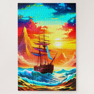 Ship at Sunset Jigsaw Puzzle