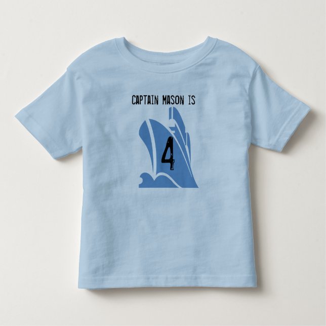 Ship Captain Customisable 4th Birthday Tshirt (Front)