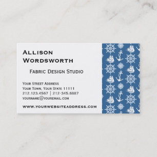 Ship Captain Nautical Blue and White Sailor Business Card