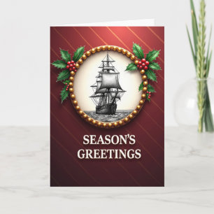Ship Christmas Holly Card