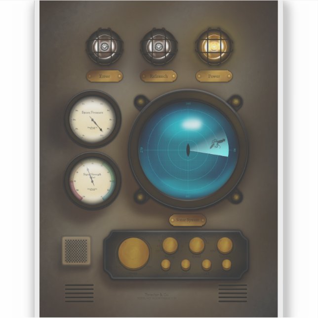 Ship Control Panel Sonar System 3:4 Steampunk (Front)