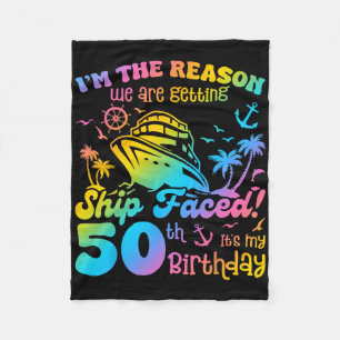 Ship Faced It's My 50th Birthday Cruising Ship Tri Fleece Blanket