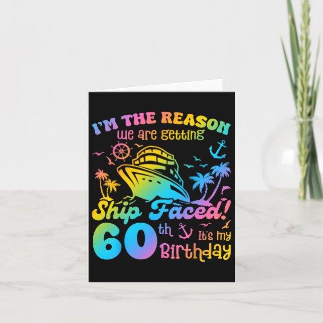 Ship Faced It's My 60th Birthday Cruising Ship Tri Card (Front)