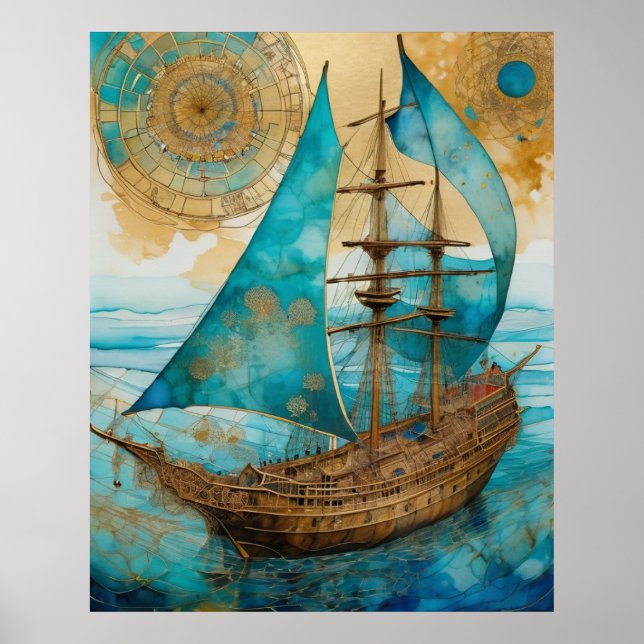 Ship Hues Of Blue Poster (Front)
