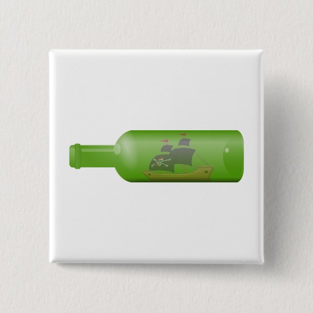 Ship in a bottle 15 cm square badge (Front)