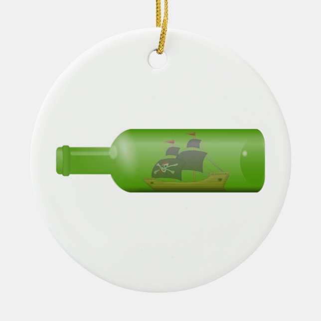 Ship in a bottle ceramic ornament (Front)