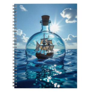 Ship in a Bottle Floating on the Ocean Notebook