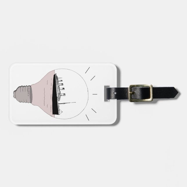 Ship in a light bulb luggage tag (Front Horizontal)