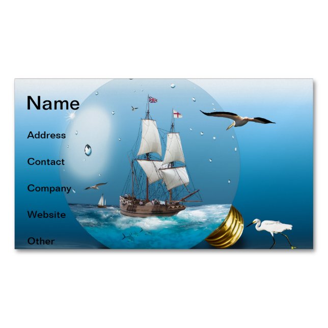 Ship in a light bulb 	Magnetic business card (Front)